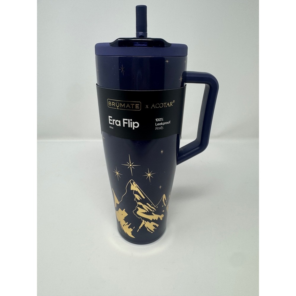 BruMate x ACOTAR Era Flip 40oz Tumbler Night Court Navy Gold Leakproof Cup NEW